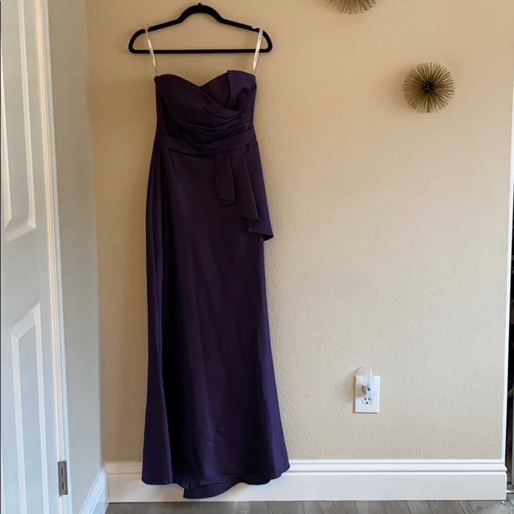 David’s bridal strapless bridesmaid dress